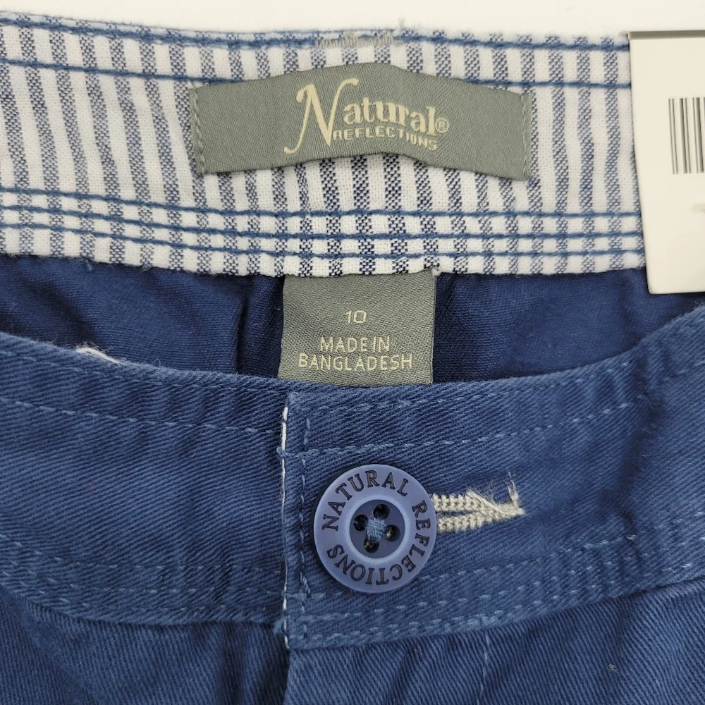 Natural Reflections Shorts Navy Blue Cotton Mid Rise Classic Coastal Size 10 NEW